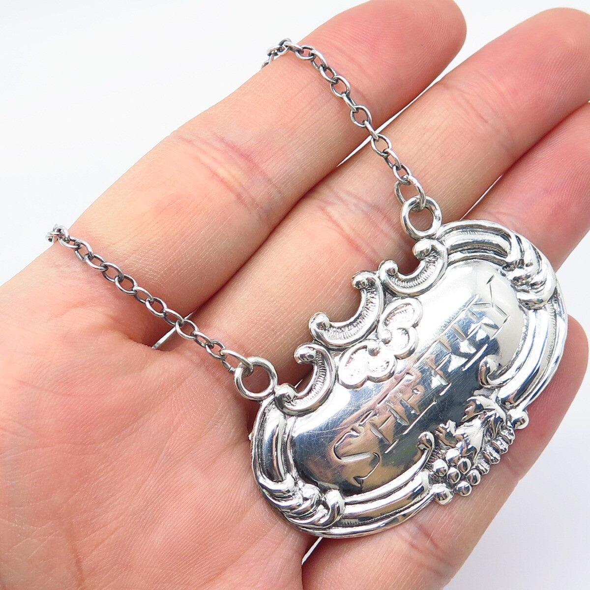 925 Sterling Silver Vintage "Sherry" Bottle Tag