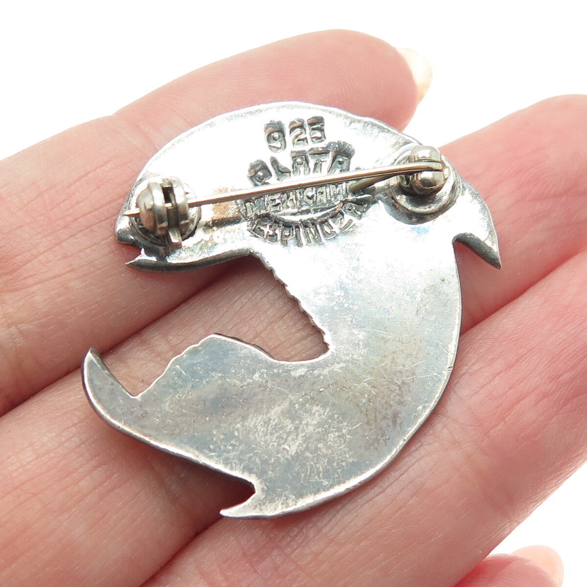 RODOLFO ESPINOZA 925 Sterling Silver Vintage Mexico Enamel Fish Pin Brooch