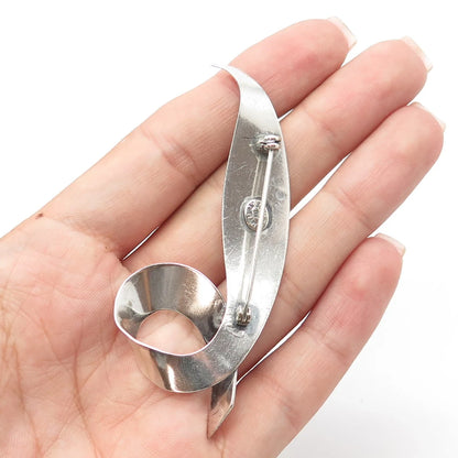 925 Sterling Silver Vintage Jewelart Leaf Modernist Pin Brooch