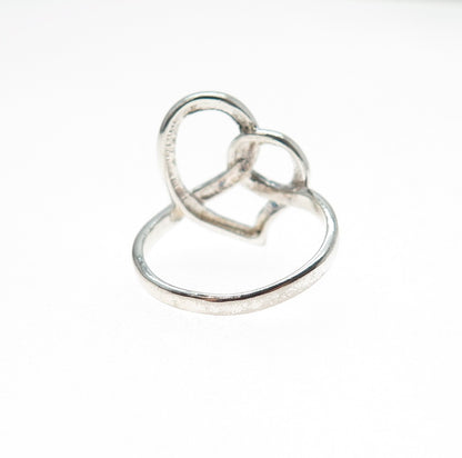 925 Sterling Silver Twisted Heart Ring Size 7.25