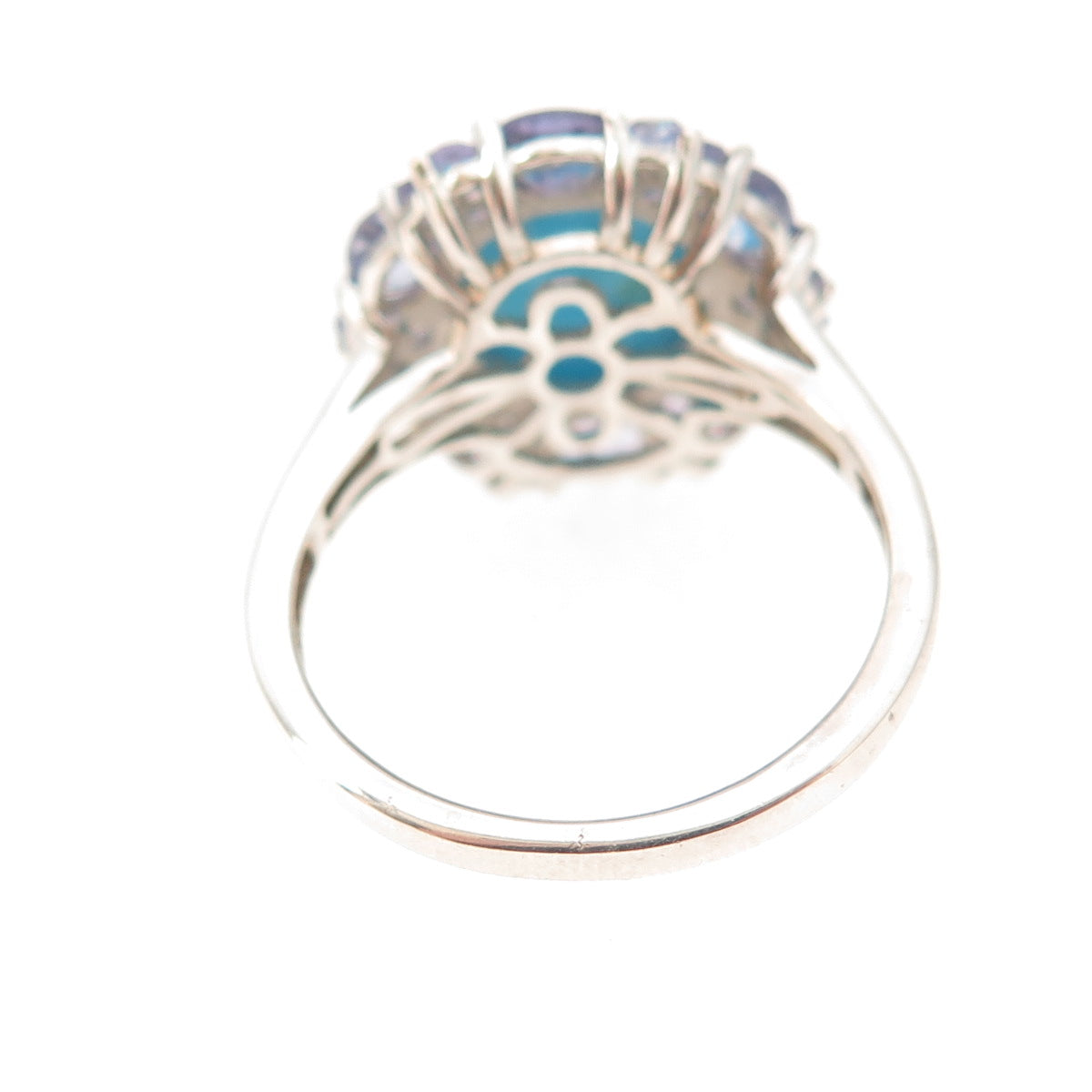 Chuck Clemency 925 Sterling Silver Real Turquoise & Tanzanite Ring Size 7.25