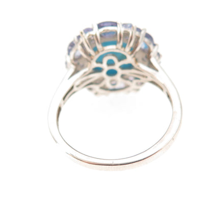 Chuck Clemency 925 Sterling Silver Real Turquoise & Tanzanite Ring Size 7.25