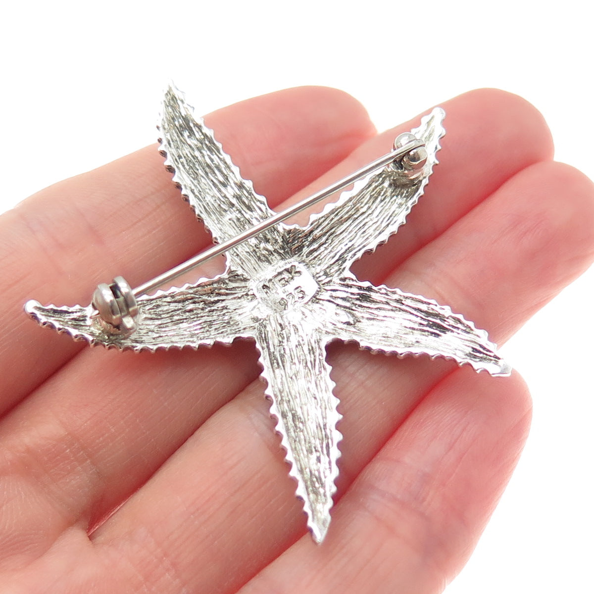 925 Sterling Silver Vintage Mexico Starfish Oxidized Pin Brooch