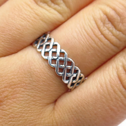 925 Sterling Silver Vintage Braided Band Ring Size 8 3/4
