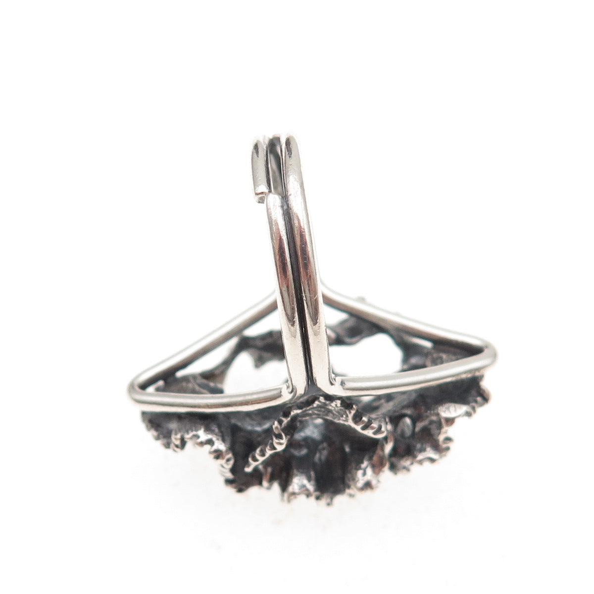 Beau 925 Sterling Silver Vintage Modernist Oxidized Adjustable Ring Size 5.5