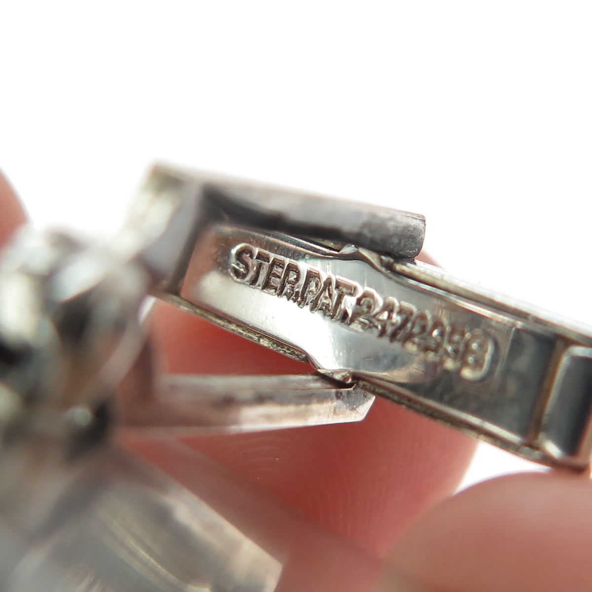 925 Sterling Silver Vintage Real Bloodstone Modernist Oxidized Cufflinks