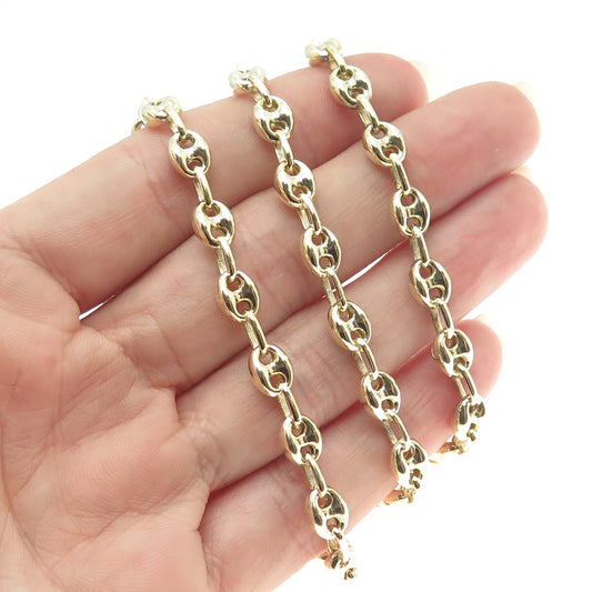 925 Sterling Silver Gold Plated Anchor Mariner Chain Necklace 17"