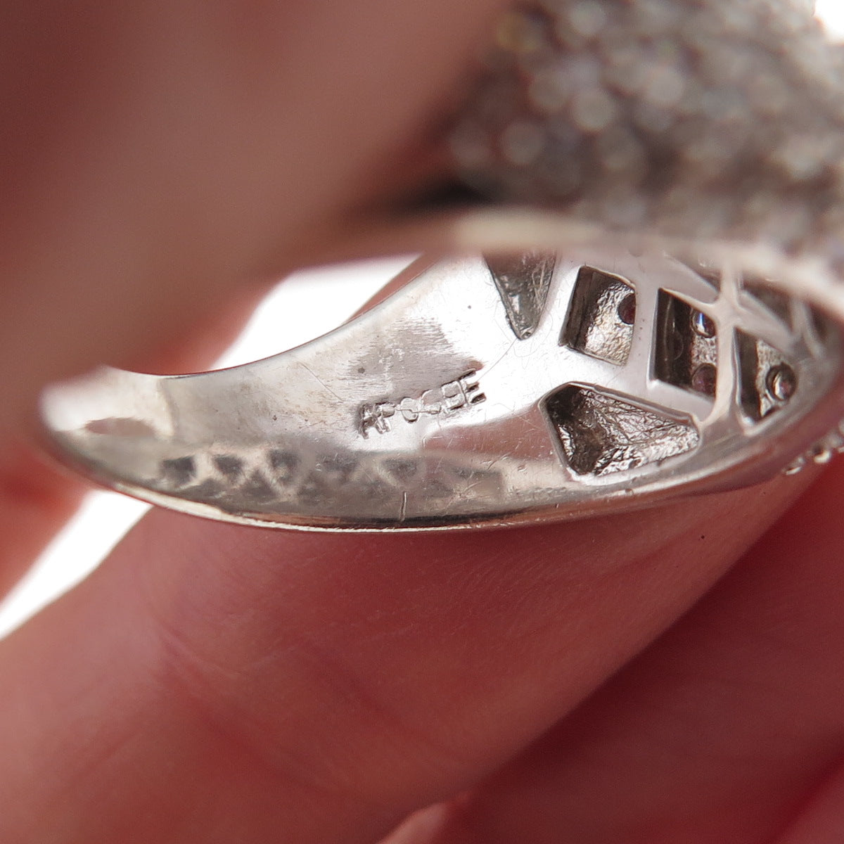 Apogee 925 Sterling Silver Round-Cut C Z Curve Ring Size 10.25