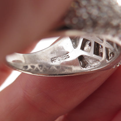 Apogee 925 Sterling Silver Round-Cut C Z Curve Ring Size 10.25