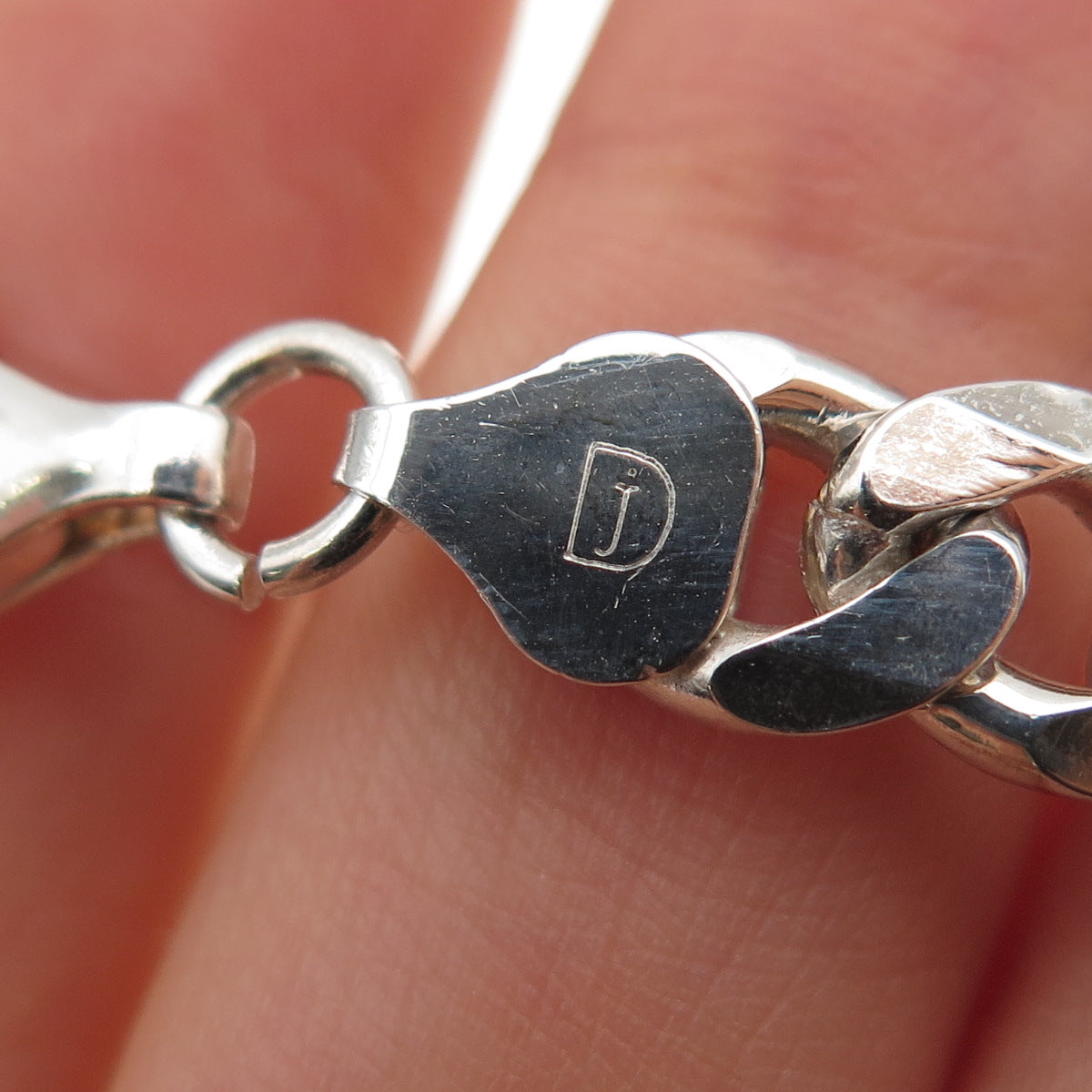 925 Sterling Silver Vintage Italy Figaro Link Bracelet 9"