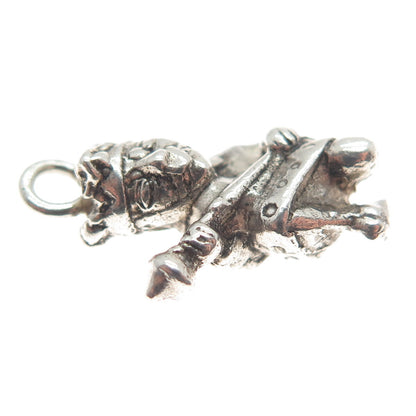 925 Sterling Silver Vintage Kneeling King Minimalist Oxidized Charm Pendant