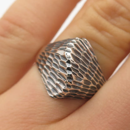 925 Sterling Silver Vintage Honeycomb Ring Size 8