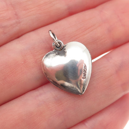925 Sterling Antique Art Deco I Love You Chatelaine Heart Mini Charm Pendant