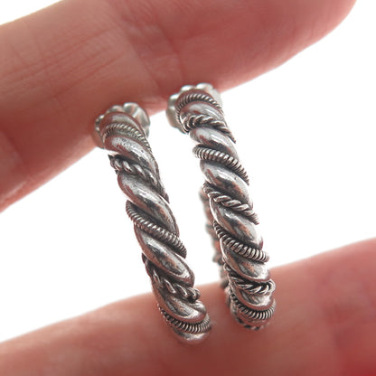 SUARTI BALI 925 Sterling Silver Vintage Twisted Oxidized Hoop Earrings