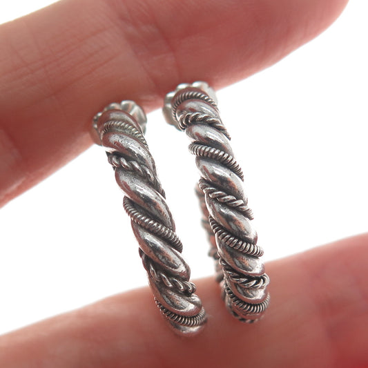 SUARTI BALI 925 Sterling Silver Vintage Twisted Oxidized Hoop Earrings