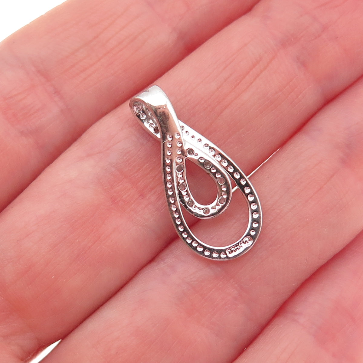 925 Sterling Silver Real Round-Cut Diamond Infinity Mini Charm Pendant