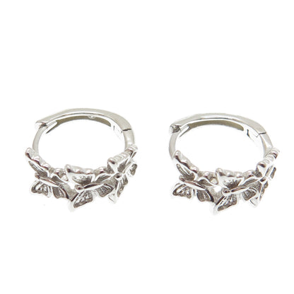 925 Sterling Silver Butterfly Hoop Earrings