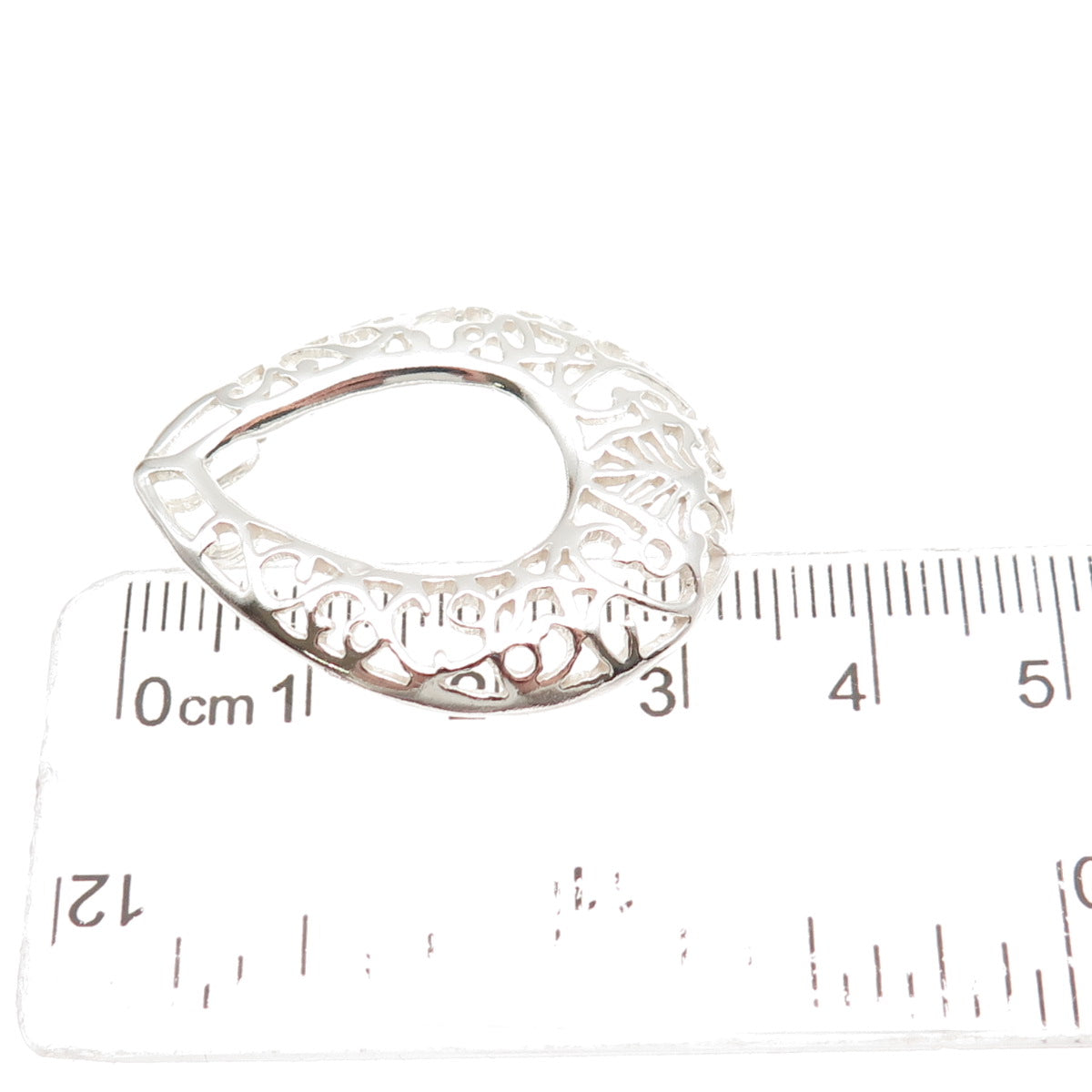 925 Sterling Silver Vintage Ornate Teardrop Slide Charm Pendant