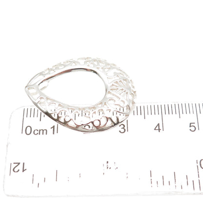 925 Sterling Silver Vintage Ornate Teardrop Slide Charm Pendant