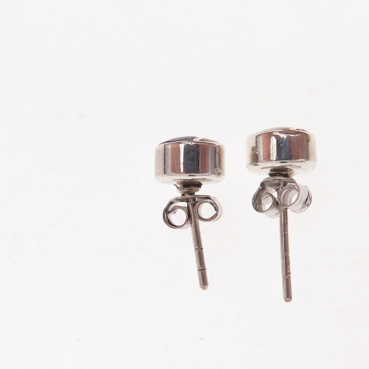 Old Pawn Sterling Silver Vintage Southwestern Lapis & MOP Yin Yang Stud Earrings