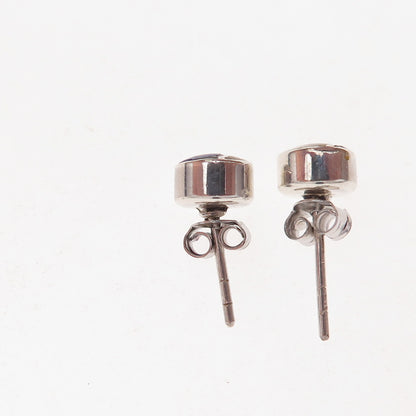 Old Pawn Sterling Silver Vintage Southwestern Lapis & MOP Yin Yang Stud Earrings