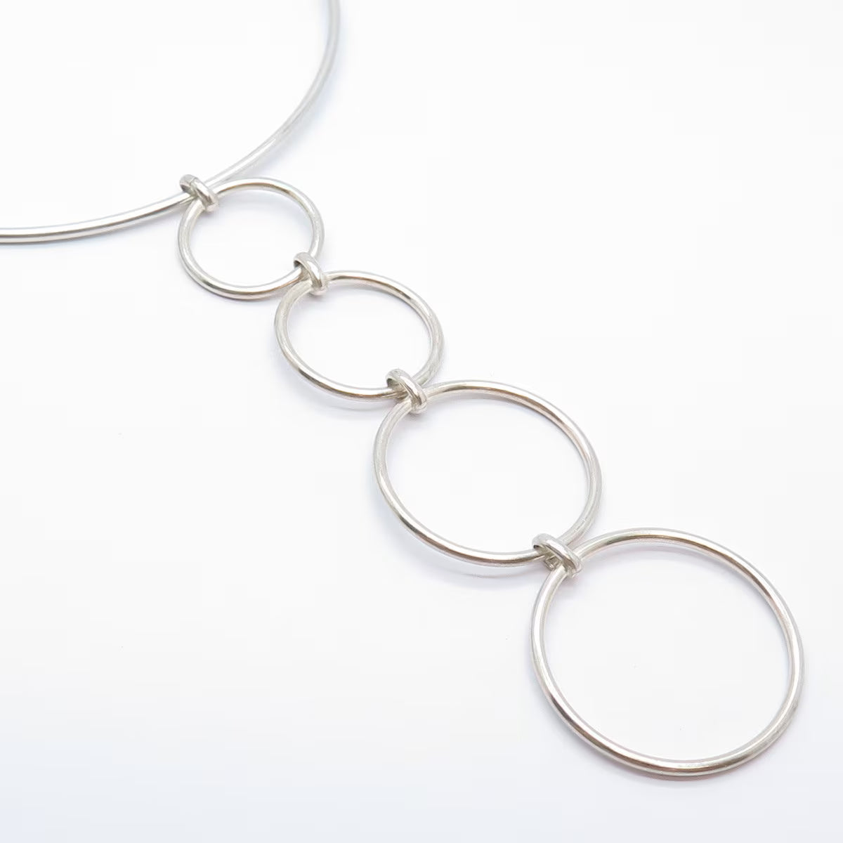 800 Silver Vintage Modernist Choker Necklace 13"