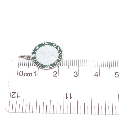 925 Sterling Silver Vintage Enamel Noble Grand Minimalist Charm Pendant