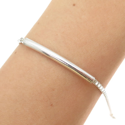 925 Sterling Silver Vintage Italy ID Bar Box Link Bracelet 6.25"