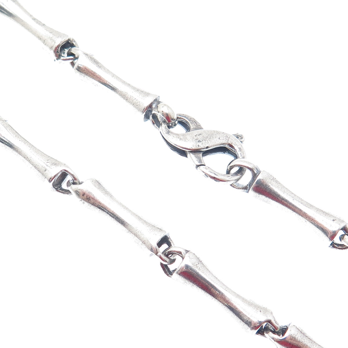 925 Sterling Silver Vintage Bamboo Bar Chain Oxidized Necklace 18"