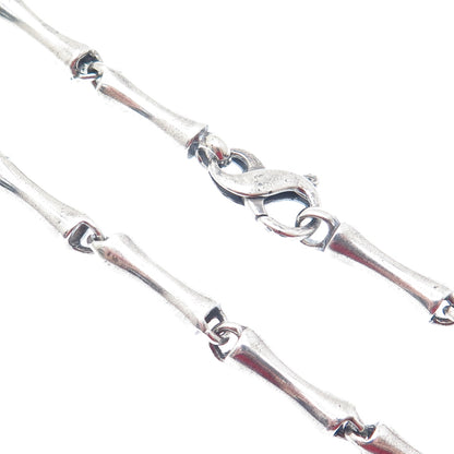 925 Sterling Silver Vintage Bamboo Bar Chain Oxidized Necklace 18"