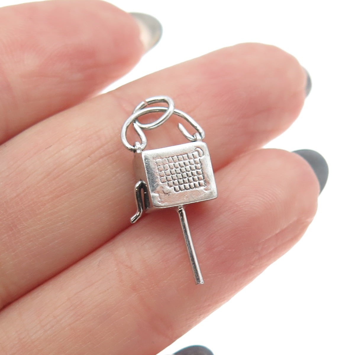 925 Sterling Silver Antique Art Deco Music Street Box 3D Pendant