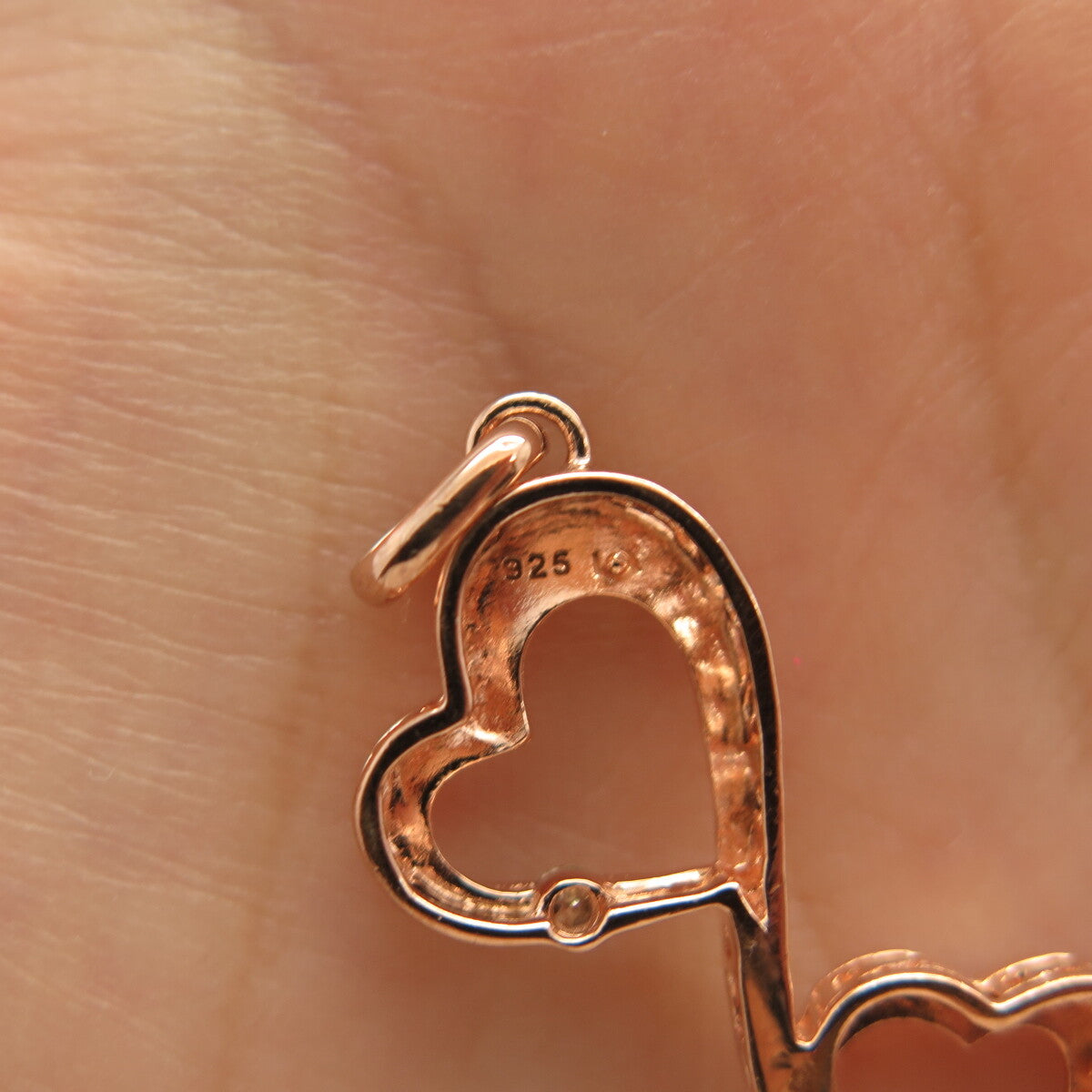 925 Sterling Silver Gold Plated Real White Diamond Open Heart Infinity Pendant