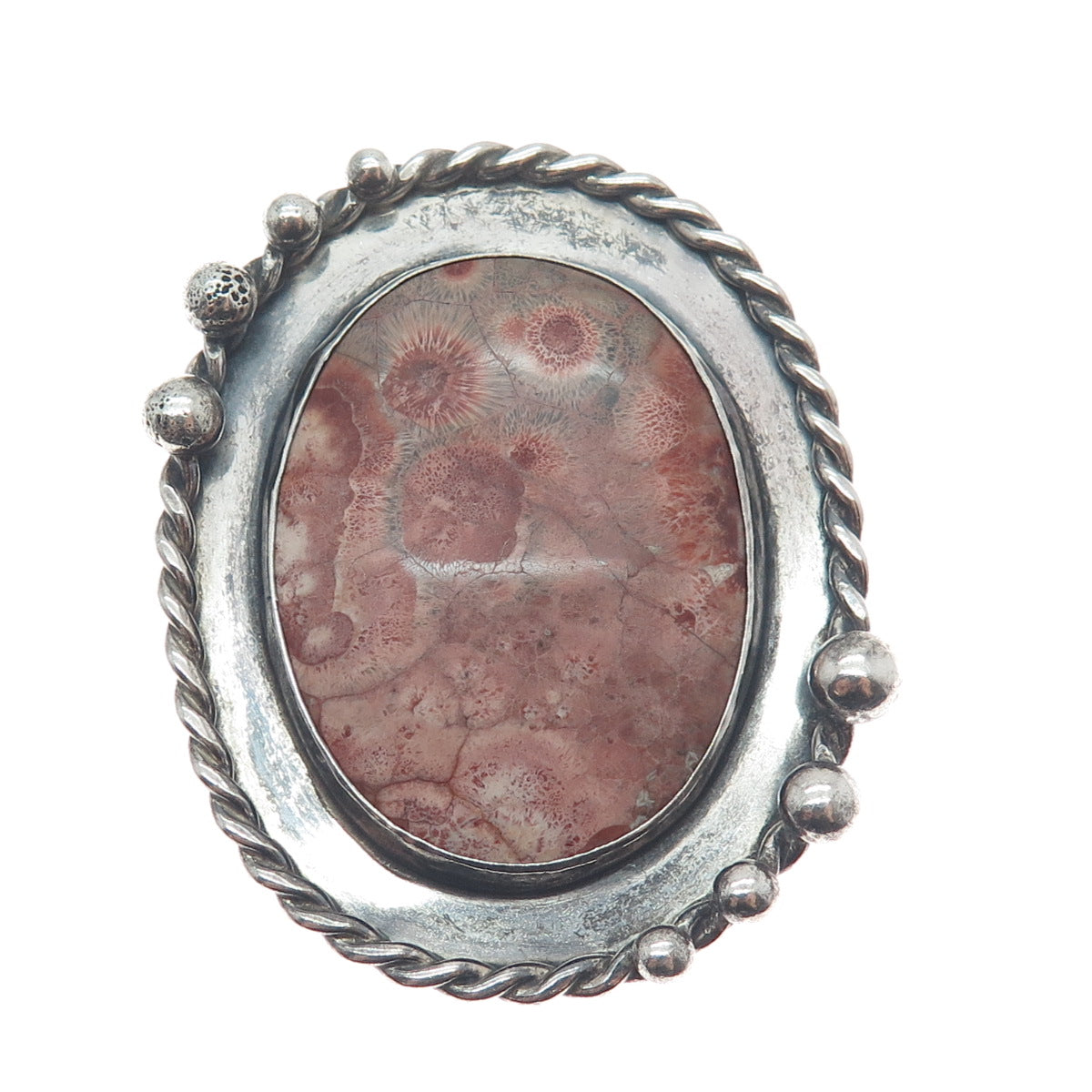 PAUL MILLER 925 Sterling Silver Vintage Real Fossil Modernist Oxidized Pendant