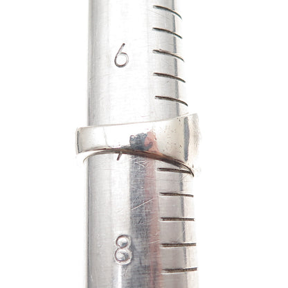 925 Sterling Silver Vintage Mexico Modernist Twist Oxidized Ring Size 7.25