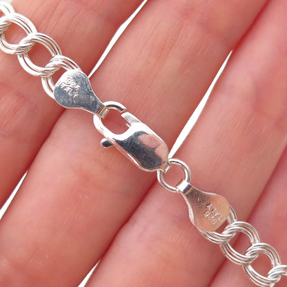 Han 925 Sterling Silver Vintage Italy Double Curb Link Bracelet 7.5"