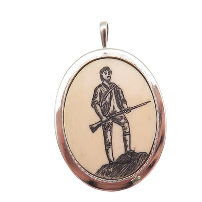 WRE W.E. Richards 925 Sterling Silver Vintage Minutemen Pin Brooch / Pendant