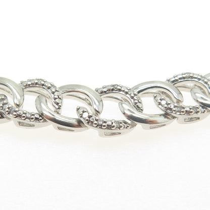 925 Sterling Silver Real White Diamond Curb Chain Adjustable Bolo Necklace 26"