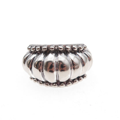 925 Sterling Silver Vintage Modernist Ribbed Oxidized Ring Size 7