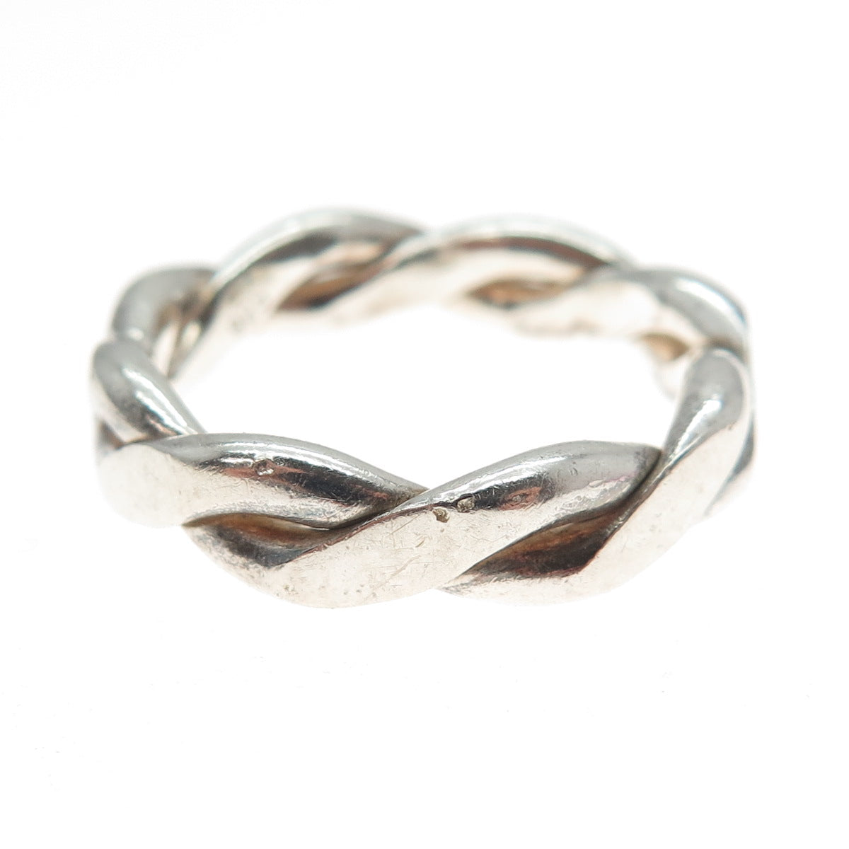925 Sterling Silver Vintage Woven Band Ring Size 9.25