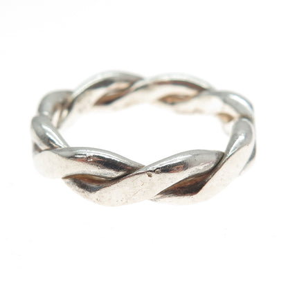 925 Sterling Silver Vintage Woven Band Ring Size 9.25