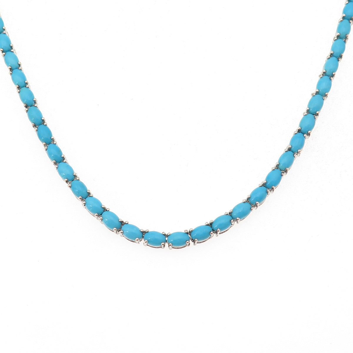 Chuck Clemency Sterling Silver Real Sleeping Beauty Turquoise Chain Necklace 18"
