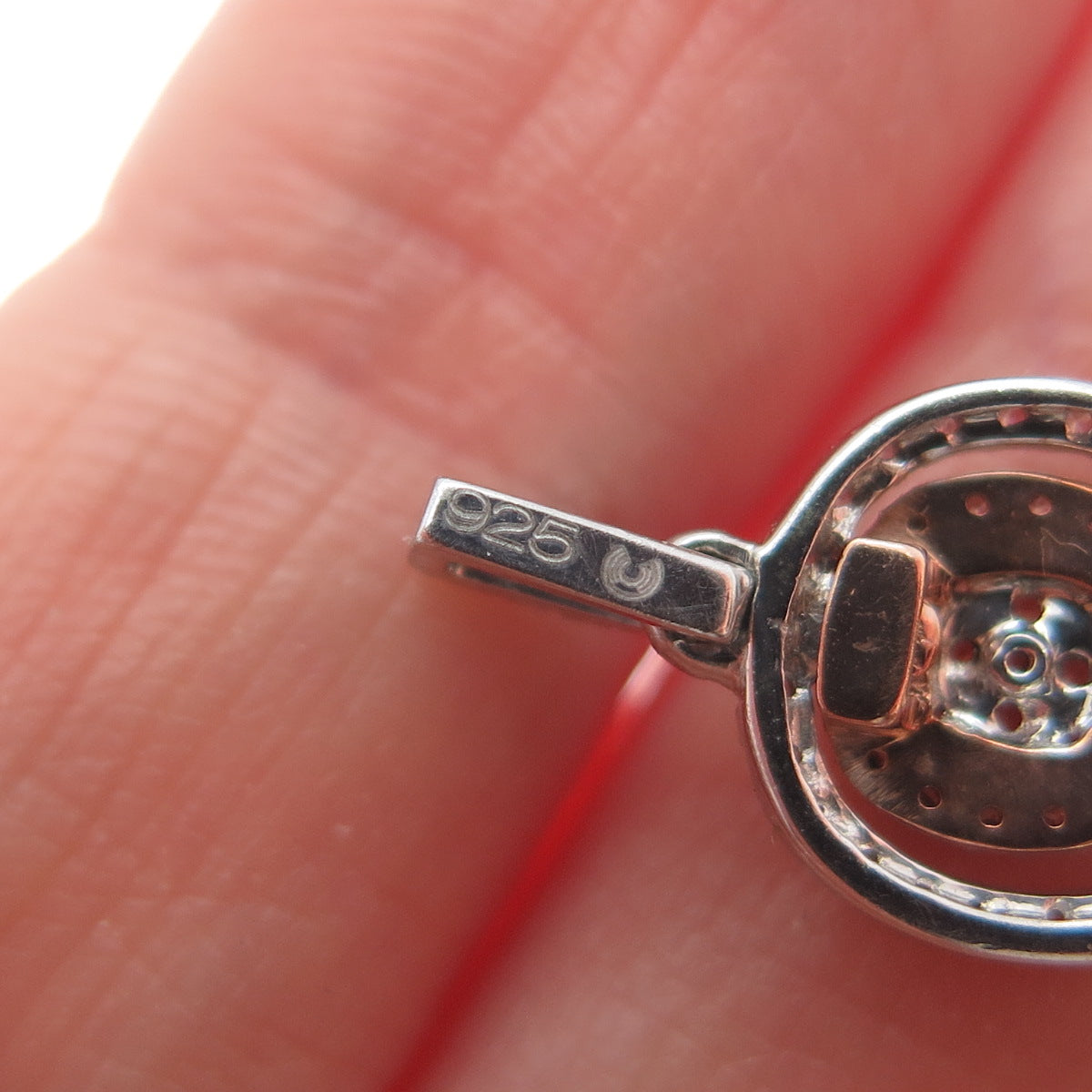 925 Sterling Silver 2-Tone Round-Cut C Z Cushion Minimalist Charm Pendant