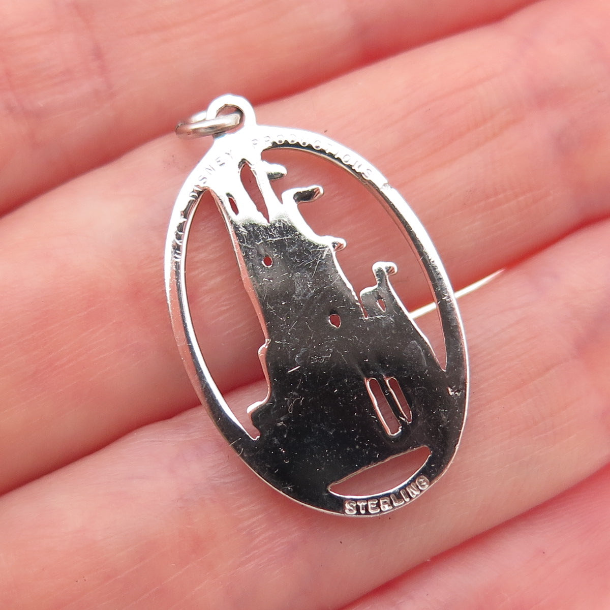 Disney 925 Sterling Silver Vintage Cinderella Castle Oxidized Charm Pendant