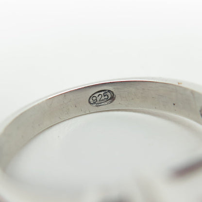 925 Sterling Silver Radiant-Cut Pink & White C Z Ring Size 8