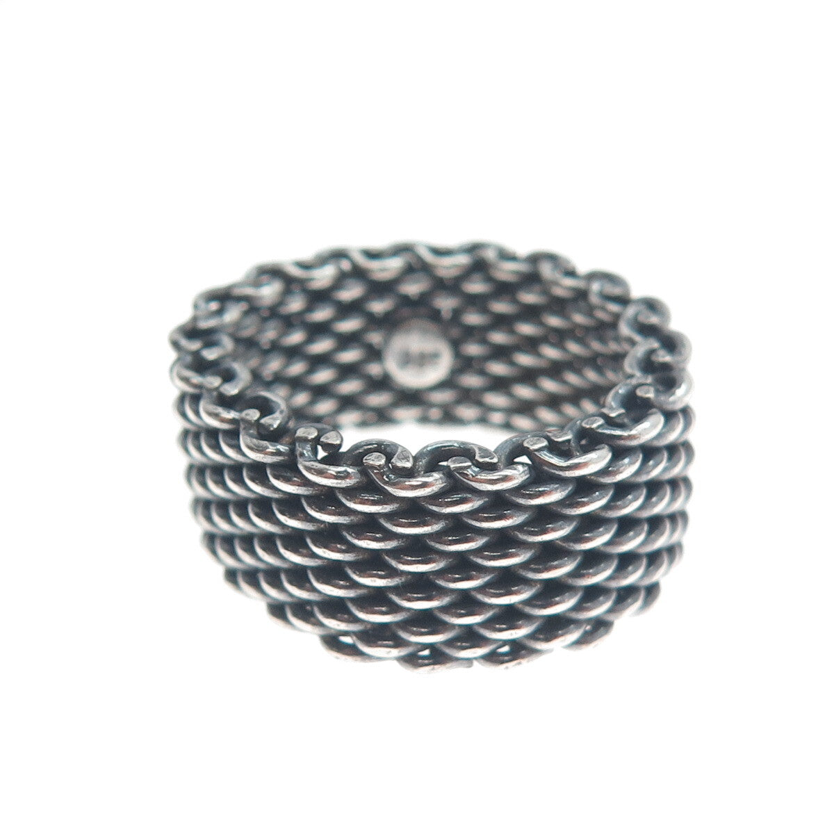 925 Sterling Silver Vintage Mesh Oxidized Band Ring Size 7.25