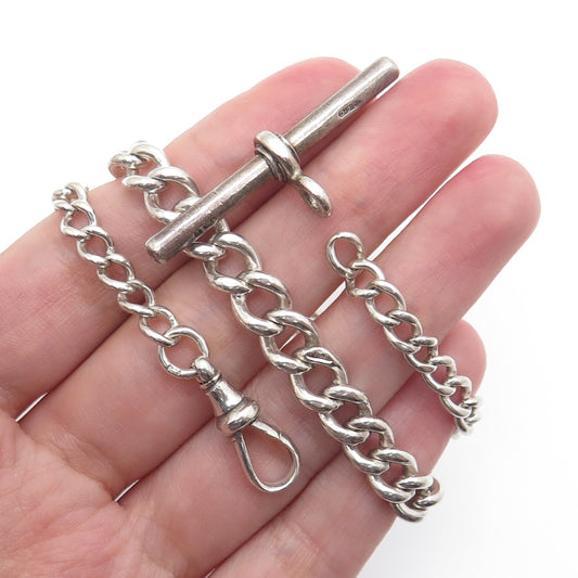 925 Sterling Silver Antique 1930s WWC & GEC London Pocket Watch Chain 12"