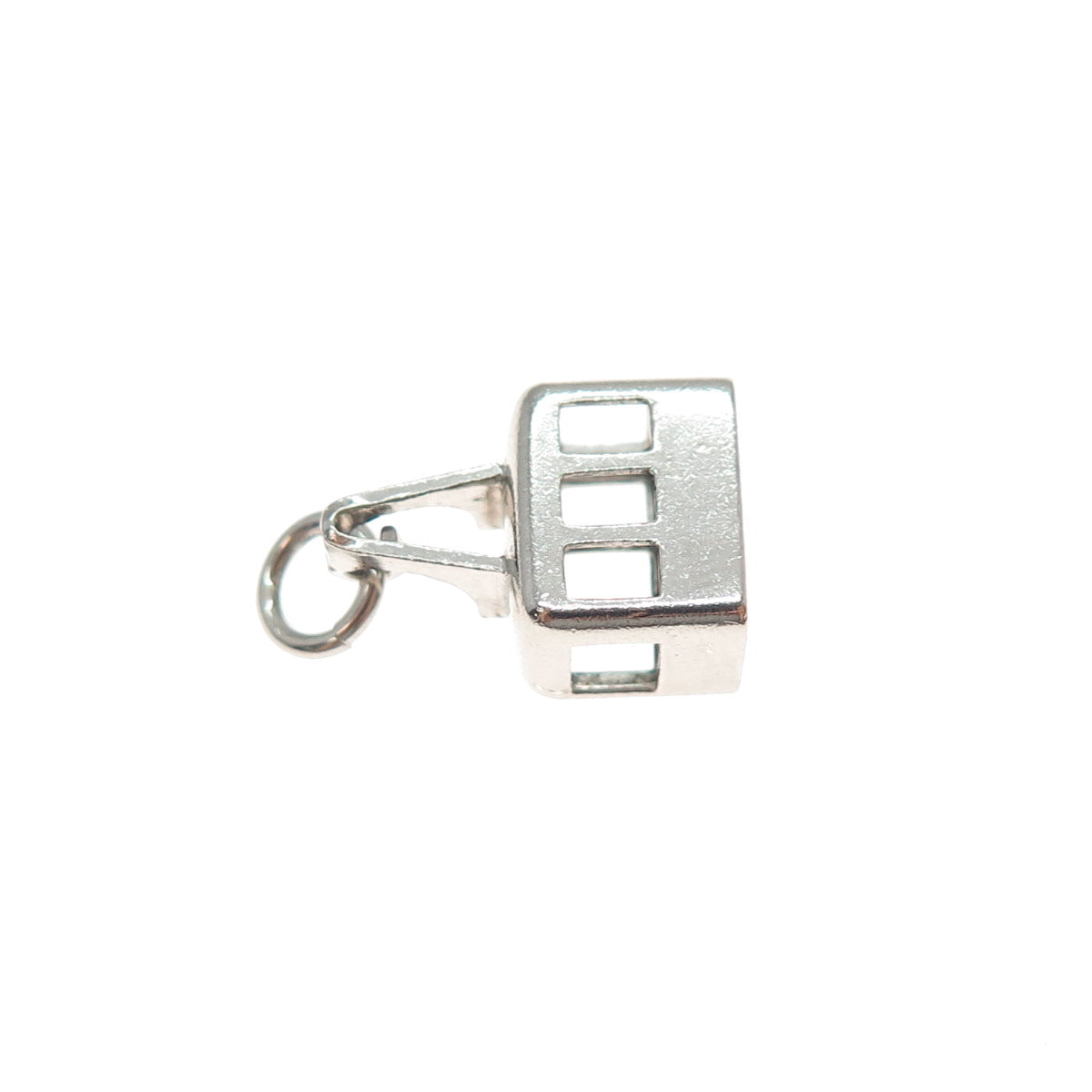 800 Silver Vintage Cable Car Minimalist 3D Charm Pendant