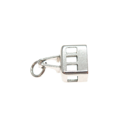 800 Silver Vintage Cable Car Minimalist 3D Charm Pendant