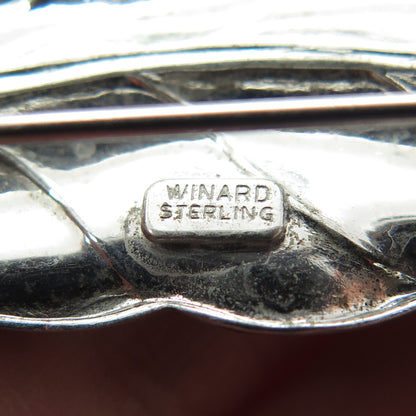 WINARD 925 Sterling Silver Antique Art Deco Leaf Pin Brooch