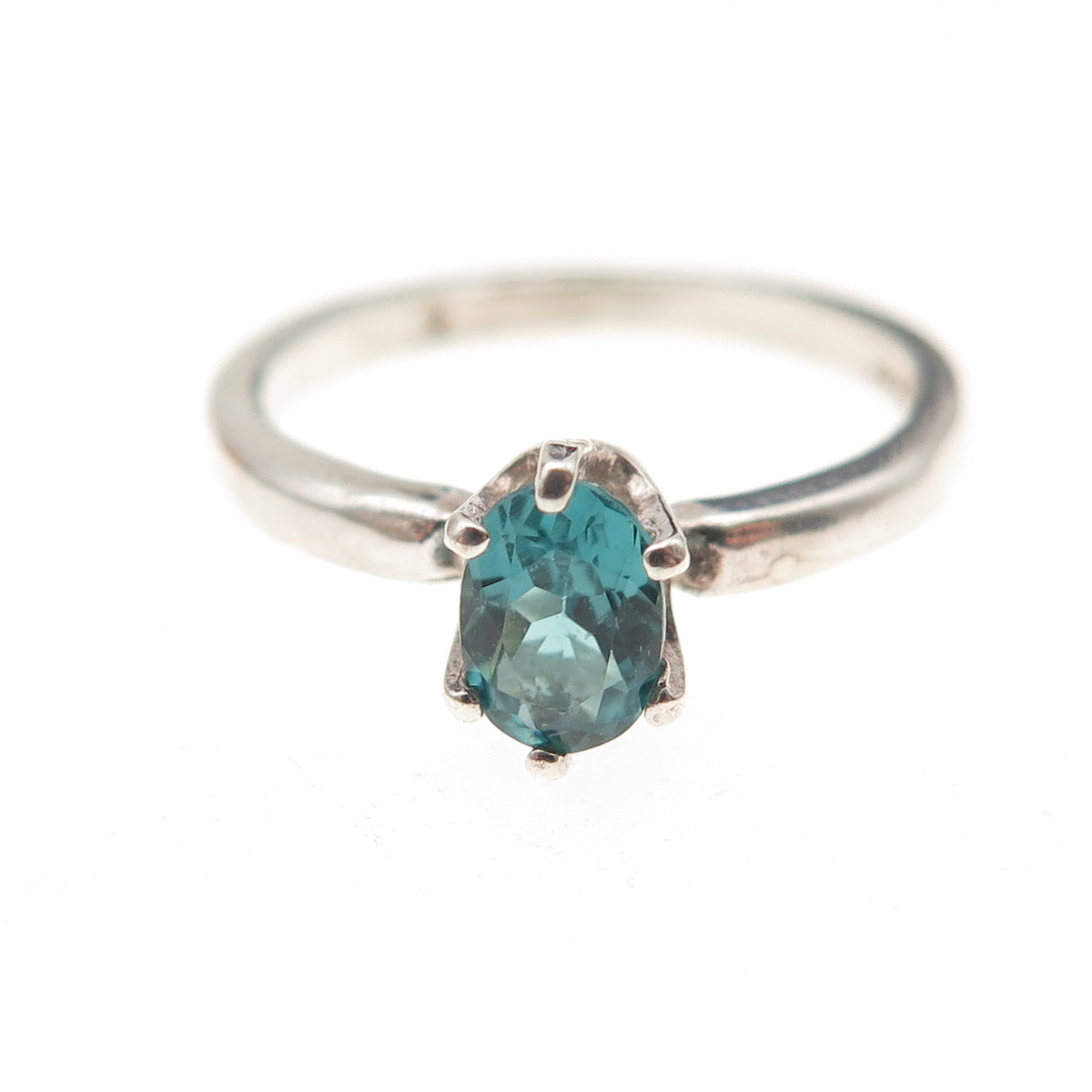 Tommy Long 925 Sterling Silver Vintage Real Oval-Cut Blue Spinel Ring Size 4.5